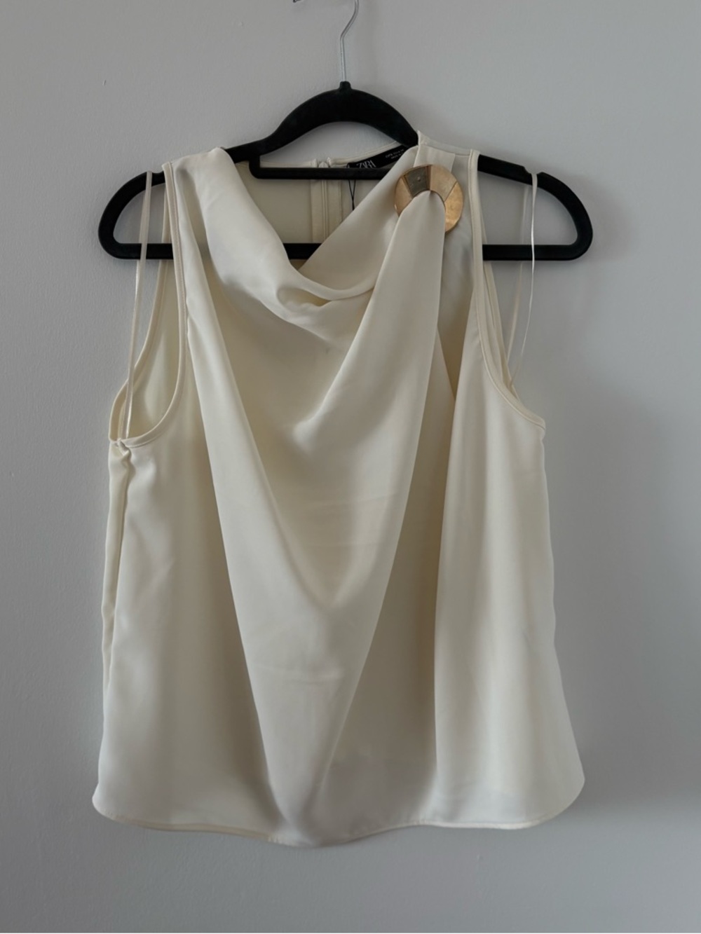 Zara Golden Appliqué SleevelessTop In Ecru Cream Size L NWT - Picture 3 of 10